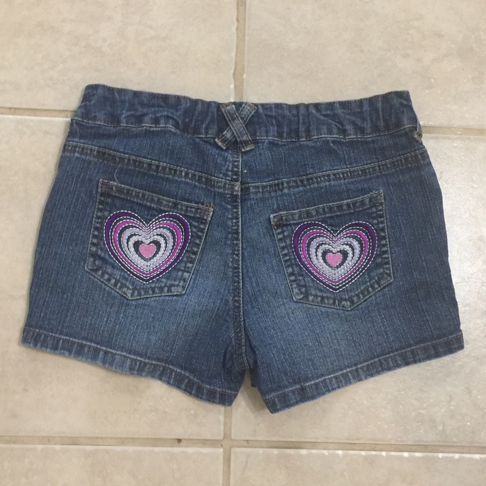 CUTE heart embellished jean shorts